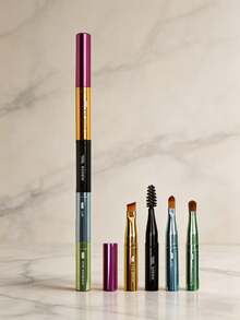 1pc 5-In-1 Portable Makeup Brush Set, Lightweight Detachable Design, Multifunctional Beauty Tool For Eye Shadow, Eyebrow, Lip And Eyeliner, Ideal For Makeup On The Go - Multicolor - View 10