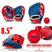 Franklin Sports Air Tech Adapt Series Guantes Teeball de 8.5 Pulgadas: Lanzador para diestros - Azul marino/Rojo - Ver 1