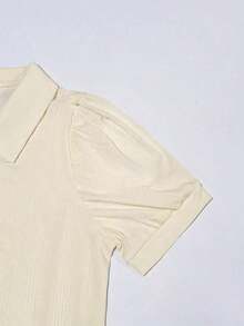 Camiseta casual romántica de unicolor y elegante estilo de ciudad para mujeres - Albaricoque - Ver 4