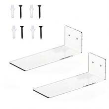 2/4pcs Transparent Acrylic Wall-Mounted Storage Rack, For Wall Storage, Hanging Shoe Display, Shoe Rack Display, Wall Floating Shelf, Collection Display. Please Remove The Protective Film From The Transparent Acrylic Before Use. - 2 packs - View 11