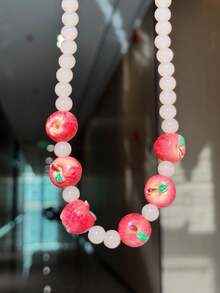 Cute INS Colorful Dopamine, Red & Green Apple Beaded Necklace, Fresh Fruit Minimalist Versatile Choker, Suitable For DIY And Gift To Friends, Spring/Summer - Multicolor - View 9