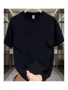 Unisex Printed Cotton T-Shirt With Round Neck And Short Sleeves In Black, Loose And Comfortable. - Back - View 2