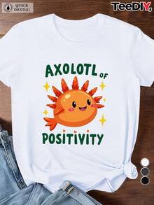 Camiseta de dibujos animados para mujer de talla grande, manga corta, diseño de sirena con energía positiva. Camisetas gráficas de verano para mujer. Camiseta casual estampada para mujer, manga corta y cuello redondo, moda urbana local de primavera/verano. - Negro - Ver 7