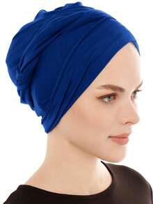 Mũ trùm đầu Hijab màu đen kín đáo, co giãn, chất liệu vải chải kỹ thoáng khí, thích hợp mặc bên trong áo Abaya và khi cầu nguyện hàng ngày. - Khăn trùm đầu thoáng khí bằng vải nỉ - Xem 2
