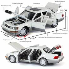 1:24 Alloy Diecast Car Model LS400 Classic Retro Simulation Sound & Light Children Toy Car With Pull Back & Forward Function, Shock Absorbing Tires, Gift For Boys On Holidays & Birthdays - Multicolor - View 2