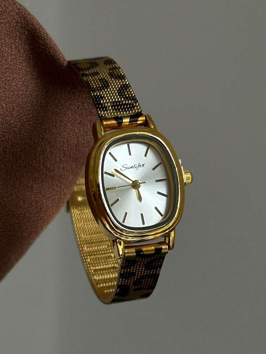1 buah Jam Tangan Quartz Persegi dengan Sambungan Bambu Emas/Perak, Sempurna untuk Pemakaian Sehari-hari, Juga Hadiah Ulang Tahun dan Natal yang Ideal - Emas - View 1
