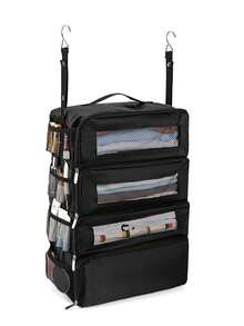 High Capacity Travel Luggage Organizer,Hanging Clothes Storage Bag With Hook,Wardrobe Organizer Bag,Foldable Hanging Storage Pouch (Random Hook Color) - Multicolor - View 7