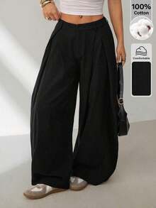PETITE Pantalones holgados de estilo militar verde del ejército, vintage, casuales y hippies para mujer en verano - Negro - Ver 6