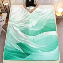 1 manta verde con patrón de textura ondulada - Manta ligera de franela para sofá, cama, viajes, sala de estar, oficina, sillón y cama - Manta de forro polar con impresión digital y tela de poliéster suave y cálida, uso en todas las estaciones, lavable a máquina, regalo perfecto para familiares o amigos, comodidad para viajes.|Diseño de Textura Ondulada|Manta Lavable a Máquina - frazada - Ver 5