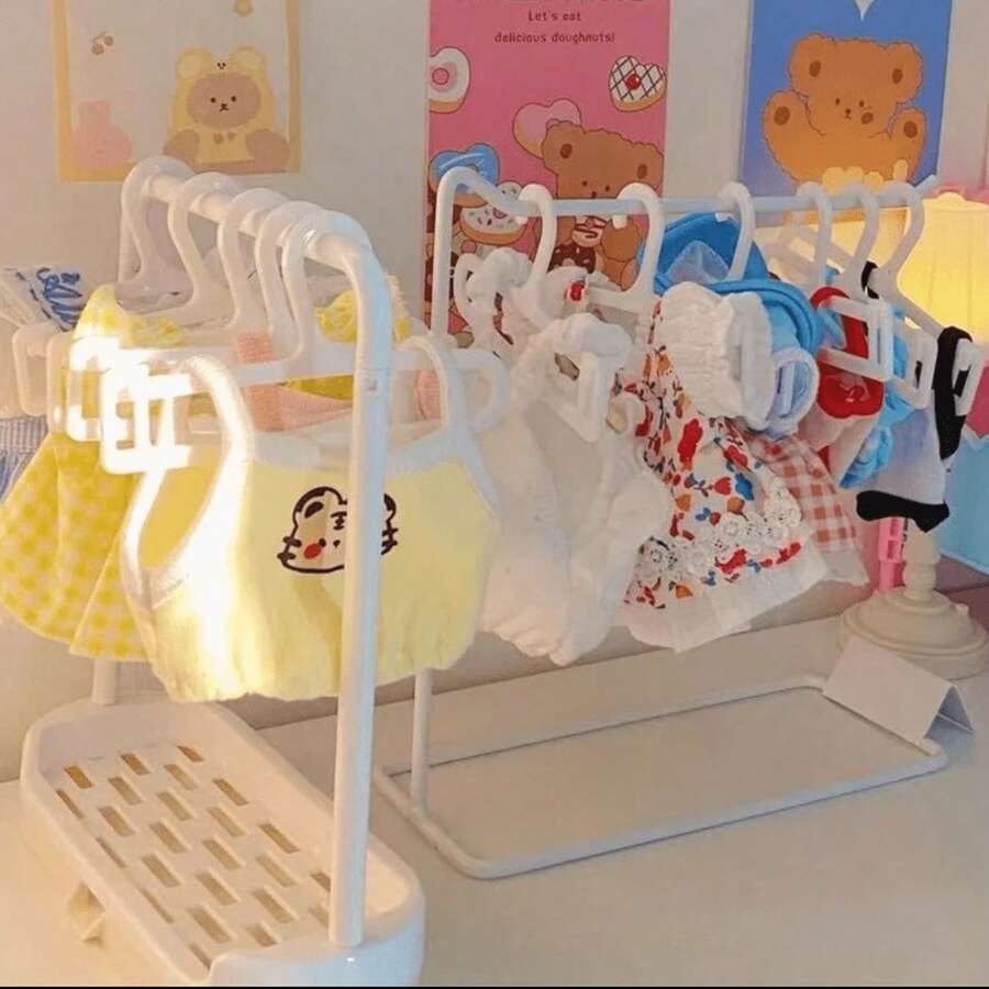 10cm/20cm 娃娃衣架,適用於 的娃娃衣架,適合 15cm BJD 星星娃娃洋裝支撐桿,毛絨玩偶衣架,娃娃配件,娃娃衣服晾曬架,娃娃衣服展示架(不含衣服) - 彩色 - 查看 1