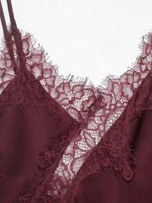 Nuevo Top de estilo lencería con decoración de encaje de moda europea para mujer, estilo veraniego - Carmesí - Ver 8