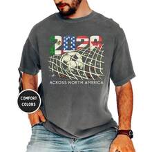 Unisex Pure Cotton T-Shirt, Casual Style, Loose Fit, Round Neck, For The 2026 Summer Football World Cup - 黑色 - 查看 6