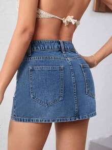 Frenchy Falda vaquera rasgada - Azul lavado medio 2 - Ver 3