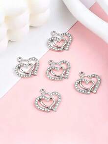 20 chiếc mặt dây chuyền hình trái tim tối giản, thanh lịch làm từ hợp kim kẽm, phụ kiện trang sức tự làm. - 20 cái - Xem 7