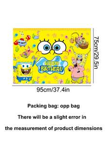 SpongeBob SquarePants SquarePants Series Birthday Party Backdrop Fabric - Multiple Styles Of Cartoon Printed Party Banners For Event Photography And Decoration Of Walls - Multiple Styles - View 3