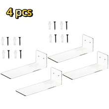 2/4pcs Transparent Acrylic Wall-Mounted Storage Rack, For Wall Storage, Hanging Shoe Display, Shoe Rack Display, Wall Floating Shelf, Collection Display. Please Remove The Protective Film From The Transparent Acrylic Before Use. - 2 packs - View 9