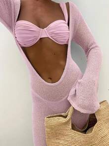 Women's Sexy Three-Piece Bikini Set In European And American Style - 16089 Pink - View 1