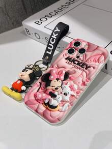 Disney Minnie Mouse & Marie Cat Phone Case With Minnie Charm And Minnie Lanyard - Cute Minnie And Marie Protective Case With 3D Pop-Up Style And Pink Background Design, Equipped With Delicate Minnie Decorative Lanyard And Beaded Bracelet For Easy Carrying, Compatible With IPhone 17, 16, 15, 14, 13, 12, 11 Pro Series, Ideal For Birthdays, Holidays, Anniversaries, Graduation Gifts, Or Any Special Occasion To Surprise Family, Friends, Classmates, And Loved Ones. - trắng - Xem 7