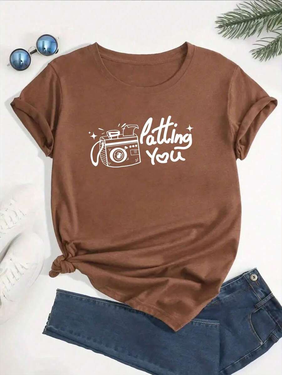 Women's T-Shirt - 棕色 - 查看 1