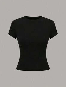 1 pieza Camiseta de manga corta informal de unicolor para mujer - Multicolor 2 - Ver 4
