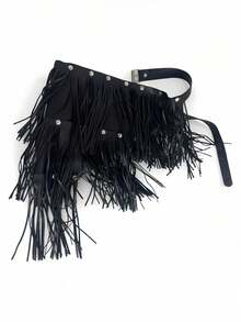 1pc 3-Layer Tassel Rivet Punk Rock Waist Belt, Fashionable Stage Performance Accessory - Multicolor - View 4