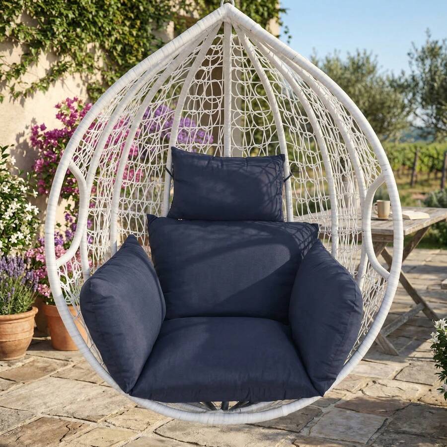 Thick Swing Chair Cushion, Soft Hammock Seat Pad, Breathable Hanging Egg Chair Pillow, Indoor/Outdoor Cozy Lounger Pad, Removable & Washable - Màu xanh hải quân - Xem 1