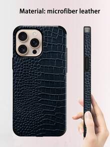 1個黑色鱷魚皮紋理防震手機殼，附旋轉音效設計，適用於 iPhone 17/16/15/14/13/12/11/XR/7P/8P/XS Max/X/XS、Galaxy - 深邃藍 - 查看 3