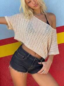 Camiseta de mujer de punto a rayas de estilo minimalista y casual, de un hombro, con efecto dopamina, adecuada para el uso diario, citas, reuniones, otoño/invierno/verano, Navidad, Año Nuevo, Acción de Gracias, fiestas, bodas, playa, ceremonias de graduación, moda, elegante, casual, salidas, citas, reservas, viajes, brillante, Día de San Valentín, vacaciones, Y2K y otras ocasiones. - Amarillo - Ver 9