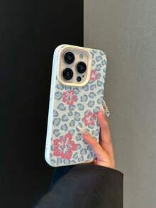1pc Y2K Leopard Patchwork Phone Case, Hibiscus Flower Pattern, Compatible With IPhone 11 12 13 14 11Pro Max 12Pro Max 13Pro Max 14Pro Max XR 15 15PRO 15PROMAX IPhone16 16PRO 16PLUS 16PROMAX 17 Air 17promax 17pro, Cute Girly Design Full Body Protective Cover - Multicolor - View 5