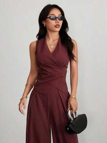 Trajes de mujer, elegantes para ir al trabajo en otoño/invierno - Burdeos - Ver 8