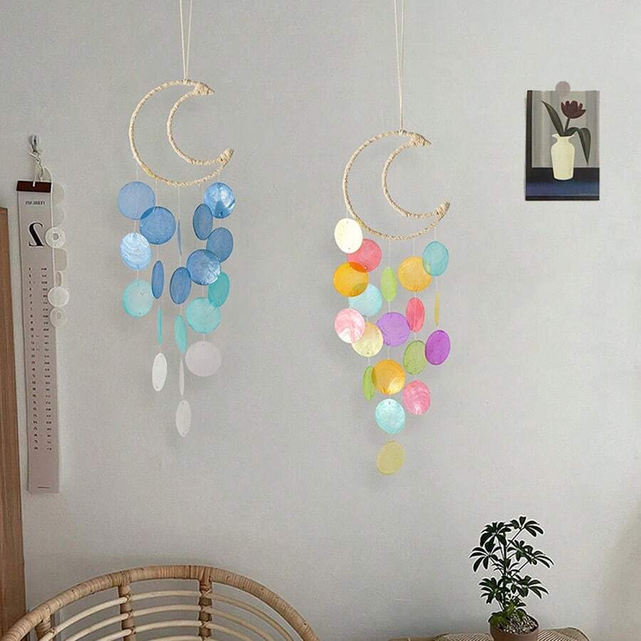 Moon Shell Wind Chime Dreamcatcher Dreamy Wind Chime Room Balcony Wall Decor Hanging Ornament - Moon - View 1