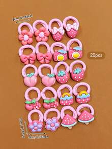20pcs Assorted Cute Cartoon Style Hair Ties, Suitable For Daily Use Hair Accessories,Travel,Birthday - Multicolor - View 6