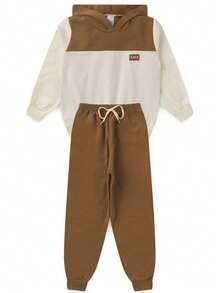 Boys' Winter Fleece Set With Hood, Pants And Jacket - Camel - View 6