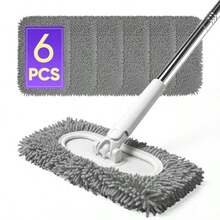 6 Pack Reusable Microfiber Mop Pads Compatible With Sweeper Mops, Replacement Mopping Pads Dry Sweeping Cloths, Washable Chenille Flat Mops Refills For Mopping Floor Cleaning Mop Is Not Included - Gray - View 7