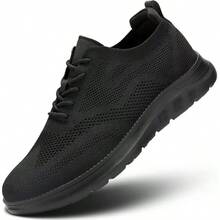 Mens Casual Dress Oxfords Shoes Fashion Mesh Work Business Walking Sneakers Comfortable Lightweight Soft Sole - 6.5 + 黑色 - 查看 1