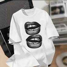 Single Garment, Not A 3-Piece Set. 1 Piece/Set Of Long-Sleeved T-Shirts Suitable For Streetwear. Oversized Crew Neck Top For Daily Outings, Camping, Concerts, Hip-Hop, Rock, And Rap Events. A Unisex, Loose-Fitting, Printed T-Shirt. Featuring A Tropical Print, This Simple Yet Stylish Piece Is An Essential For A Relaxed Holiday Look, Perfect For Occasions Like Halloween And Mexican Independence Day. - 白色 - 查看 2
