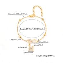 1pc New Infinity Symbol & Initial Stainless Steel Beaded Chain Bracelet For Women - Yellow Gold - View 2