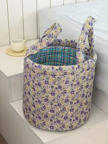 Frühlingsblüten Blumenmuster runder Wäschekorb mit großer Kapazität, Vintage Aufbewahrungsorganizer, wasserdicht, dick gewebter Stoff, schmutzabweisend, Heimorganisation, Schlafzimmerdekoration, ästhetisches Design, faltbarer Wäschekorb für Kleidung, Spielzeug, Bücher, Decken, langanhaltend, schwerer Wäschebehälter, stilvoller Haushaltskorb, perfektes Geschenk - Übersicht 3