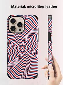 Wave Ripples 1pc Artistic Visual Illusion Wave Pattern Shock-Proof Dustproof Handcrafted Soft Protective Case Suitable For Apple 17 Pro Max/16 Pro Max/16 Plus/13 Pro Max/14 Pro Max 13 14 11 12 Pro 11/15 Pro, Galaxy S24 Ultra, With Speaker Hole Design, Suitable As Holiday Gift - Red - View 3