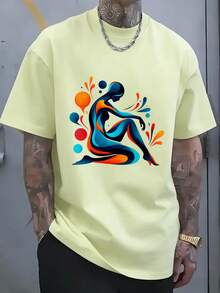 Men's T-Shirt With Abstract And Fluid Design, Colorful, For Casual Daily Use, Summer Style, Urban Fashion, Loose And Comfortable. - White - View 9