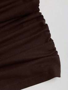 Vestido mini ajustado y sexy sin tirantes con hebilla de metal para mujer - Marrón Mocha - Ver 6