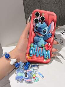 Disney Lilo & Stitch Phone Case With Stitch Charm And Stitch Lanyard - Cute Stitch Protective Case With "Ohana" Lettering And Hibiscus Flower Design, Equipped With Delicate Stitch Decorative Lanyard And Beaded Bracelet For Easy Carrying, Compatible With IPhone 17, 16, 15, 14, 13, 12, 11 Pro Series, Ideal For Birthdays, Holidays, Anniversaries, Graduation Gifts, Or Any Special Occasion To Surprise Family, Friends, Classmates, And Loved Ones. - trắng - Xem 6
