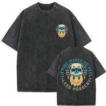 Playera oversize divertida para hombre y mujer estilo vintage lavado estampado de esqueleto y gimnasio para entrenamiento casual fitness chicas ropa de hombre camiseta de mujer blusas para mujer algodon duradera uso diario con envio nacional - Beis - Ver 8