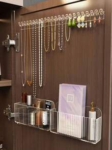 Bộ 3 giá treo trang sức 8 lỗ gắn tường, có móc treo vòng cổ, vòng tay và bông tai - Giá trưng bày chống rối, tháp đựng trang sức. - Nhiều màu - Xem 3