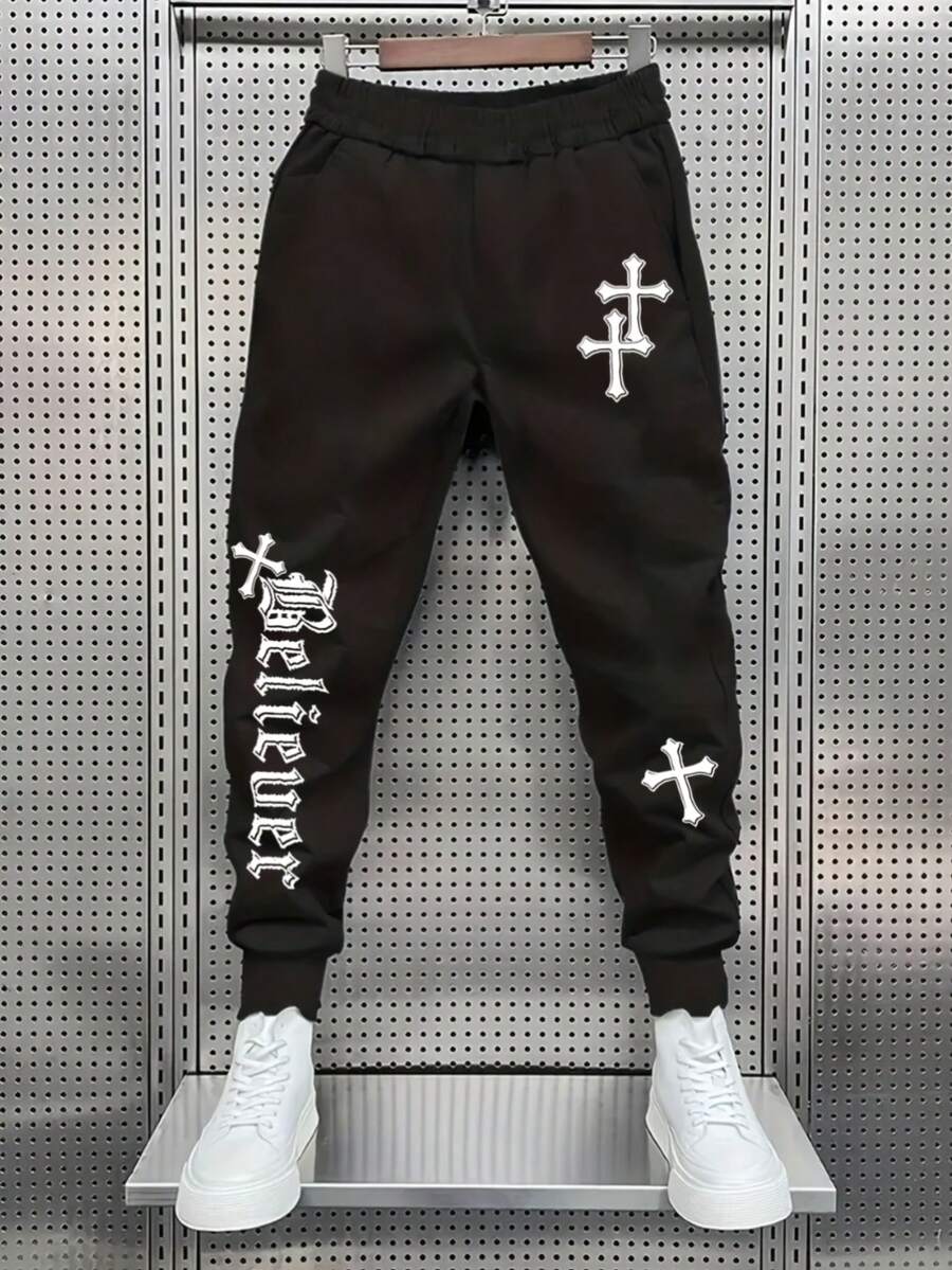 UPTPT | Men's | 1 Piece | Local Shipping |
Men's Drawstring Jogging Pants, Solid Color, Spring/Autumn, Men's Spring/Autumn Tracksuit Bottoms - Black - View 1