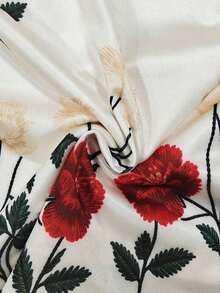 Blusa de tirantes elegante con estampado floral y cuello de perlas brillantes para mujer, adecuada para citas, salidas casuales, ir al trabajo, tomar el té por la tarde, Día de la Madre, Día del Maestro - Beis - Ver 6