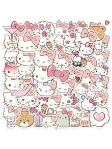 SANRIO 100张三丽鸥卡通Hello Kitty家族系列贴纸，包括Kuromi Kitty猫咪贴纸，不重复，DIY玩具贴纸/适用于各种手账，精美独特 - 彩色 - 查看 2