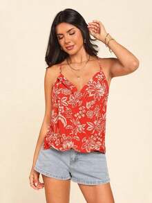 Camiseta de tirantes de unicolor casual para uso diario, verano - Naranja - Ver 4