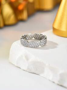 A Light Luxury Unique Hexagonal Full Set Zirconia Fashionable Couple's Ring For Women's Daily Valentine's Day Romantic Holiday Gift - Multicolor - View 8