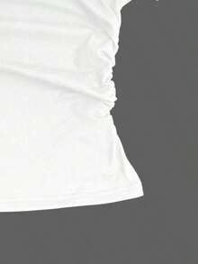 Set de 3 camisetas de mujer de manga corta, cuello redondo, unicolor, con detalle de volantes y estampado de mariposa, de estilo casual y slim para el verano - Multicolor 7 - Ver 4